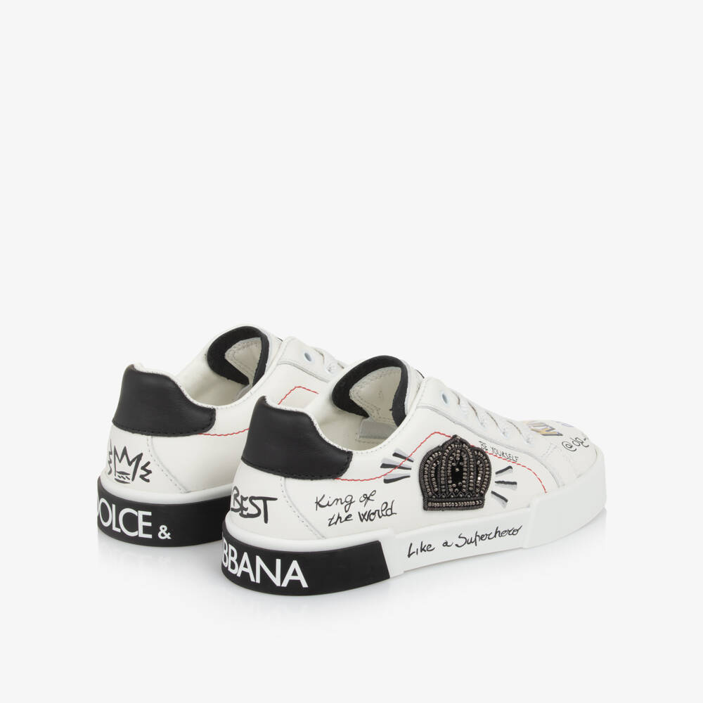 Dolce & Gabbana-Boys Royal Script Leather Trainers | Childrensalon Outlet