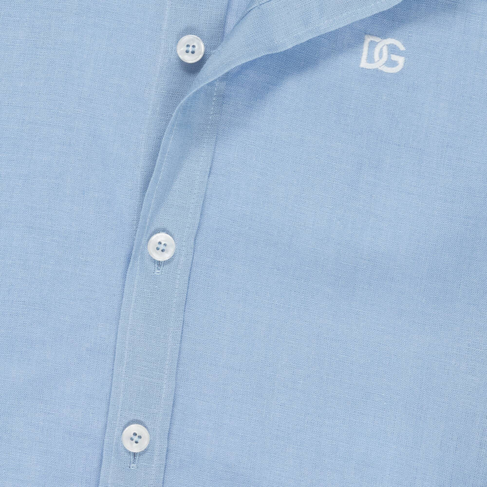 Dolce & Gabbana-Льняная рубашка светло-голубая для мальчиков | Childrensalon Outlet