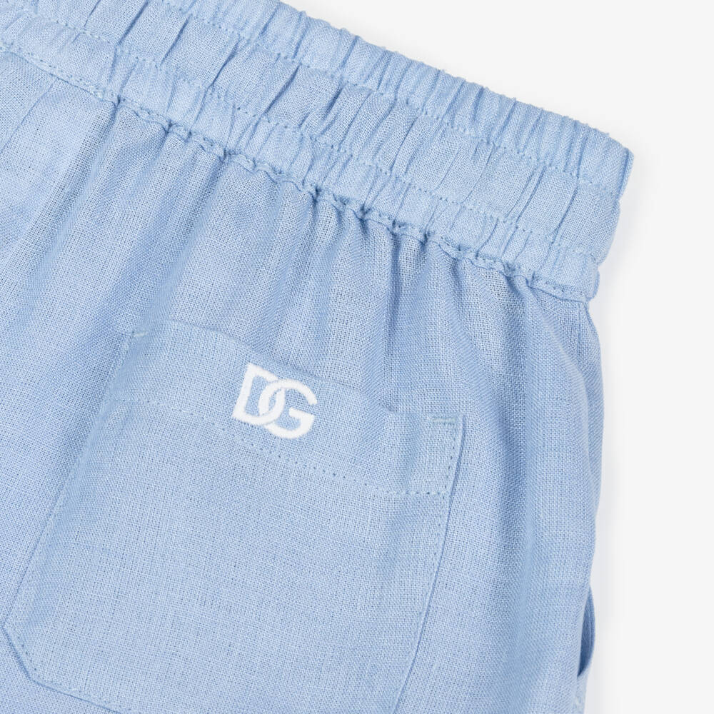 Dolce & Gabbana-Льняные шорты светло-голубого цвета для мальчиков | Childrensalon Outlet