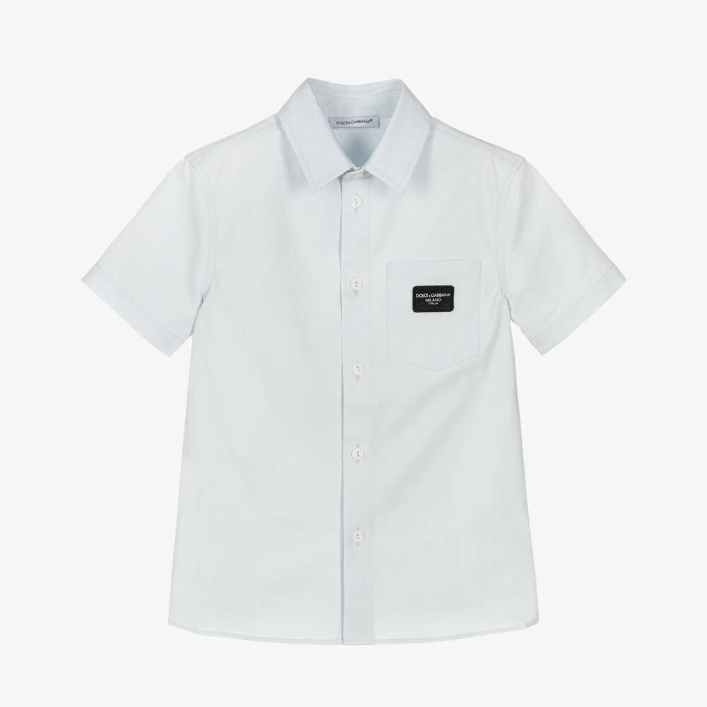 Dolce & Gabbana-قميص أوكسفورد قطني بلون السماء للأولاد | Childrensalon Outlet