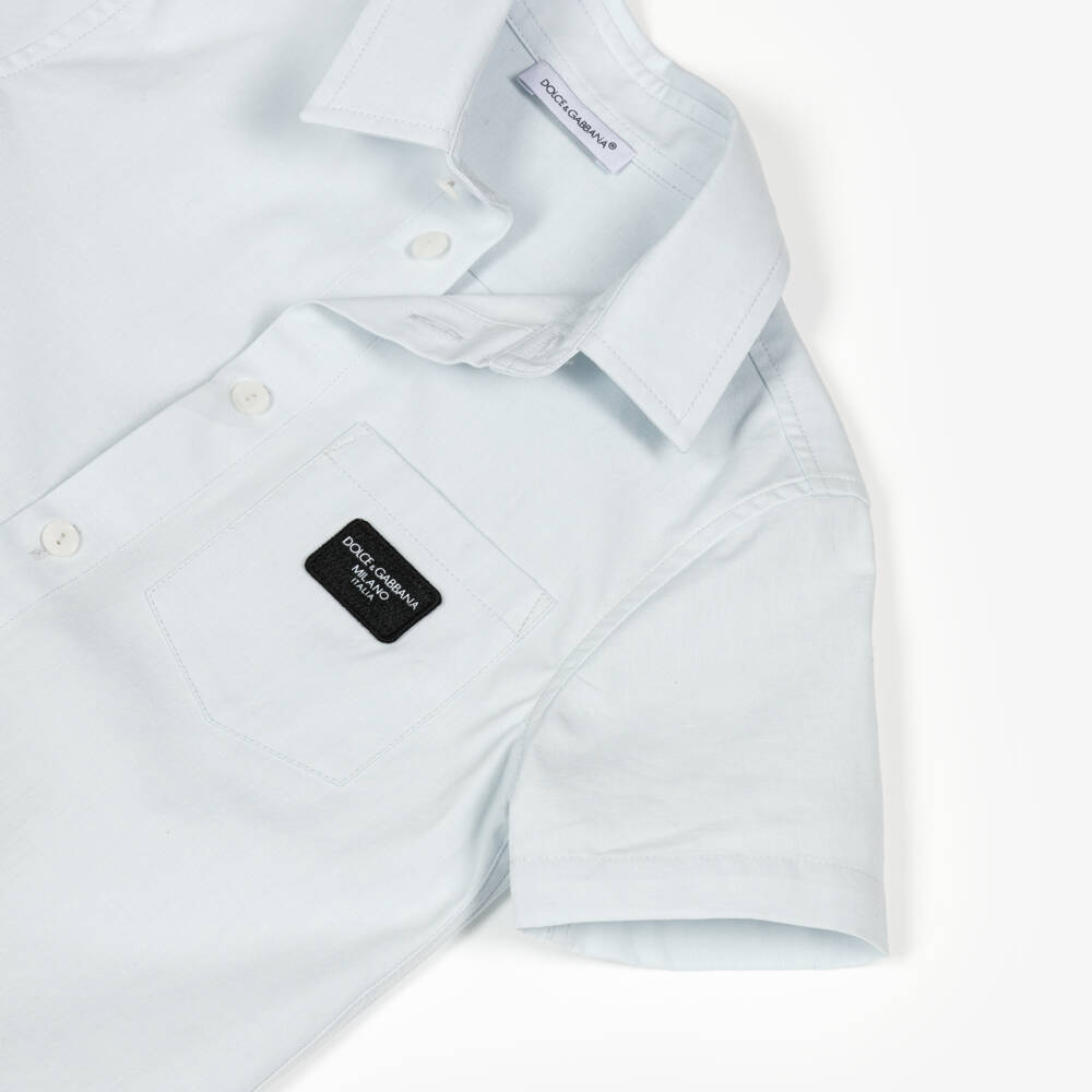 Dolce & Gabbana-قميص أوكسفورد قطني بلون السماء للأولاد | Childrensalon Outlet