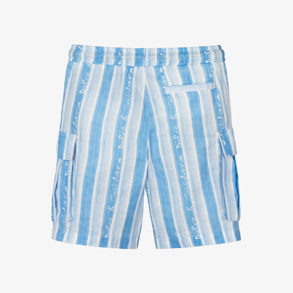 Dolce & Gabbana-Boys Sky Striped Linen Cargo | Childrensalon Outlet