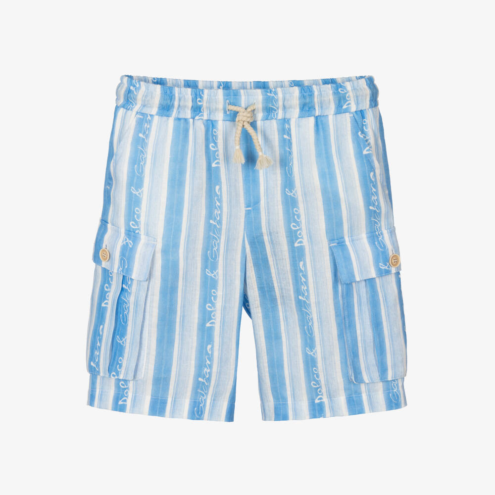 Dolce & Gabbana-Boys Sky Striped Linen Cargo | Childrensalon Outlet