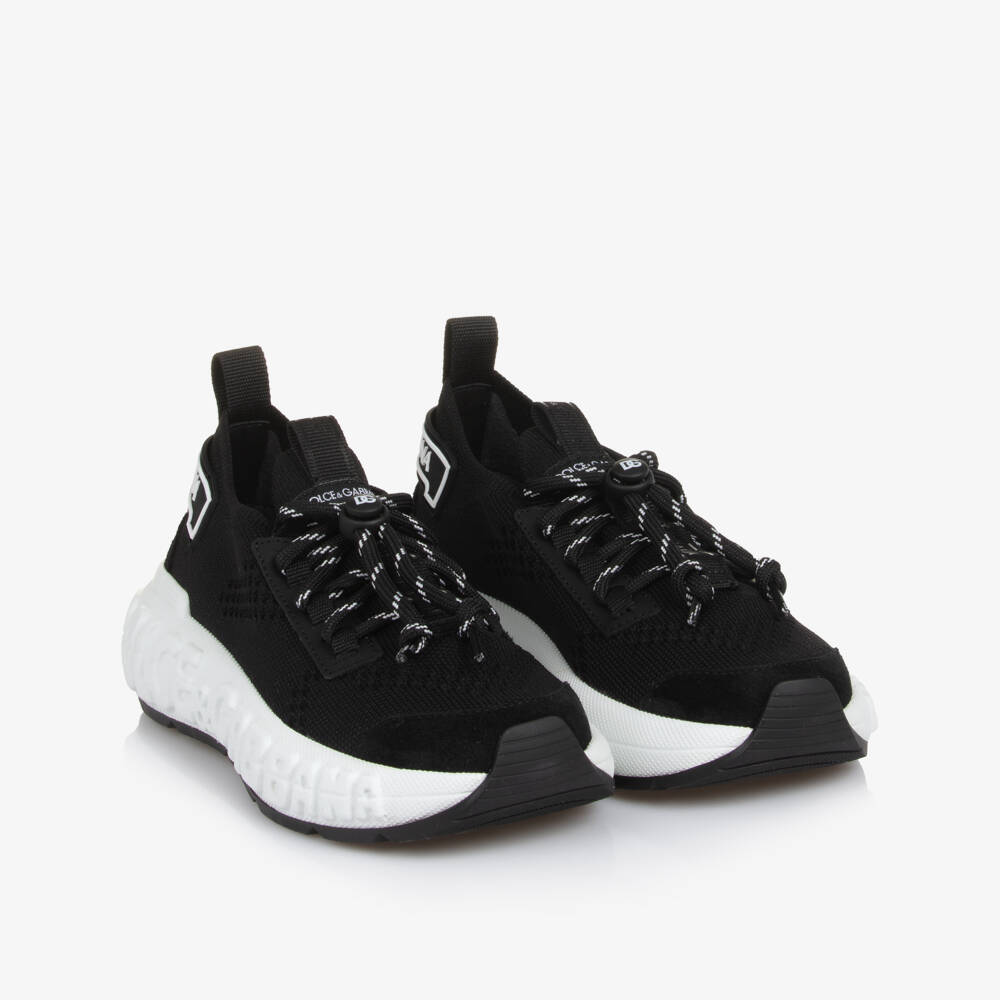 Dolce & Gabbana-Boys Sleek Knit Black Trainers | Childrensalon Outlet