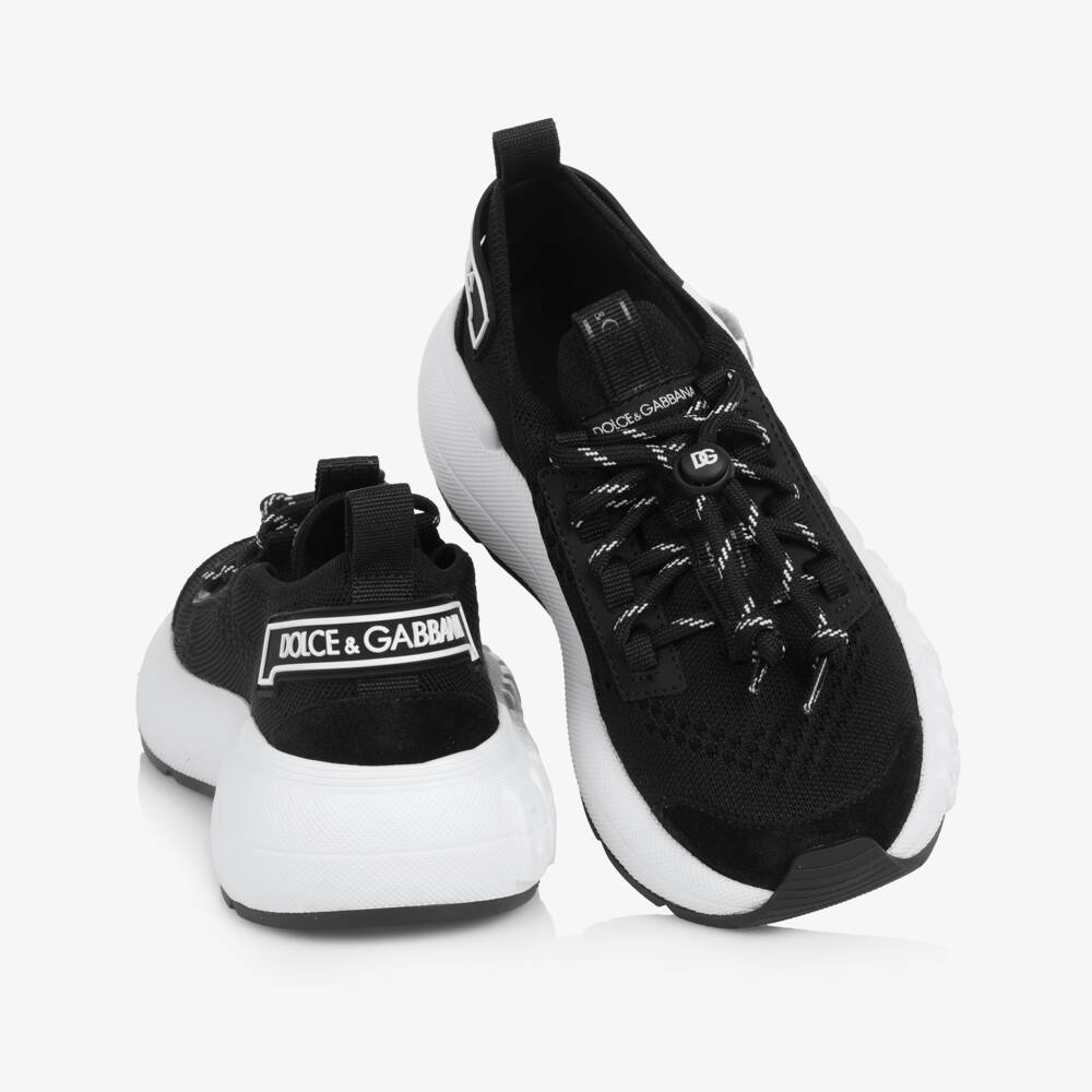 Dolce & Gabbana-Boys Sleek Knit Black Trainers | Childrensalon Outlet