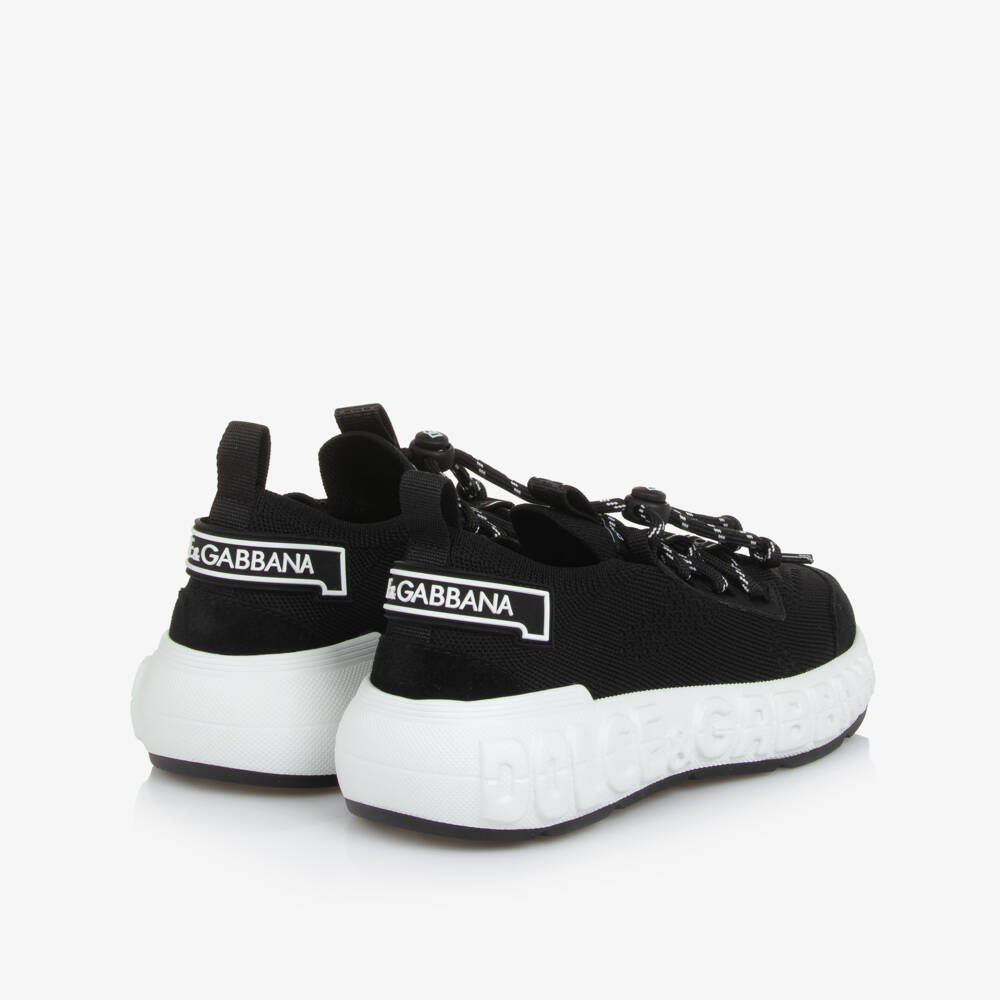 Dolce & Gabbana-Boys Sleek Knit Black Trainers | Childrensalon Outlet