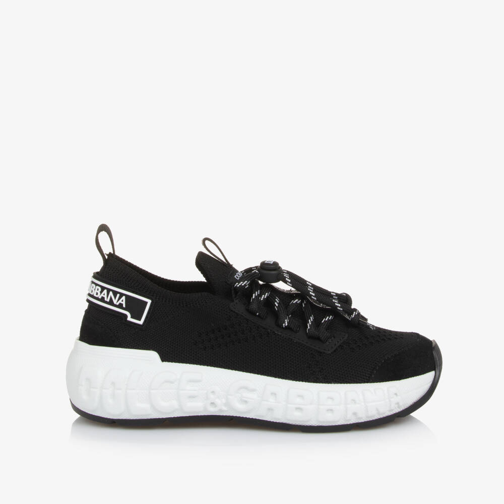 Dolce & Gabbana-Boys Sleek Knit Black Trainers | Childrensalon Outlet