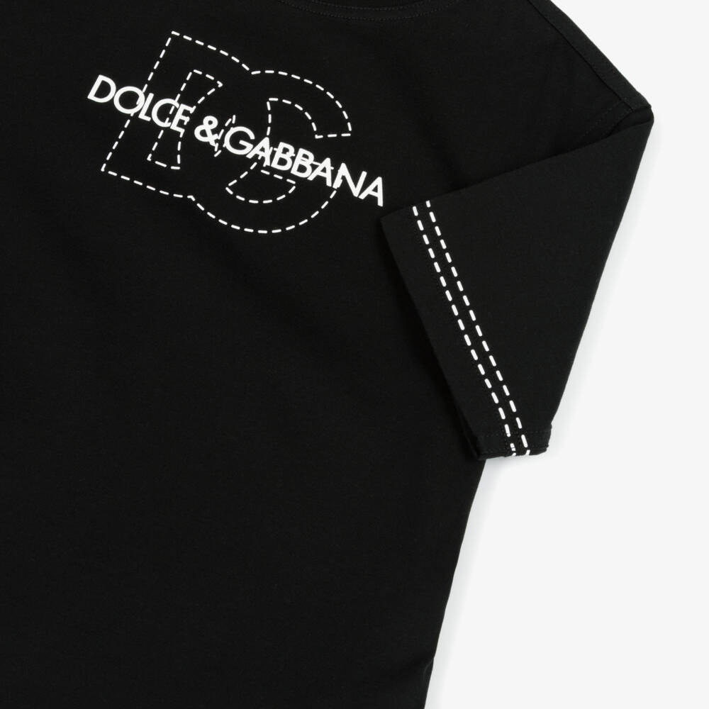 Dolce & Gabbana-Boys Soft Black Logo Tee | Childrensalon Outlet