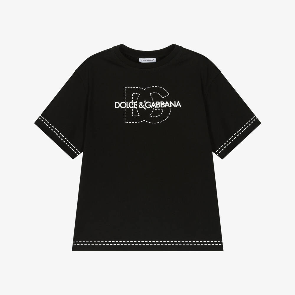 Dolce & Gabbana-تيشيرت ناعم أسود بشعار للأولاد | Childrensalon Outlet