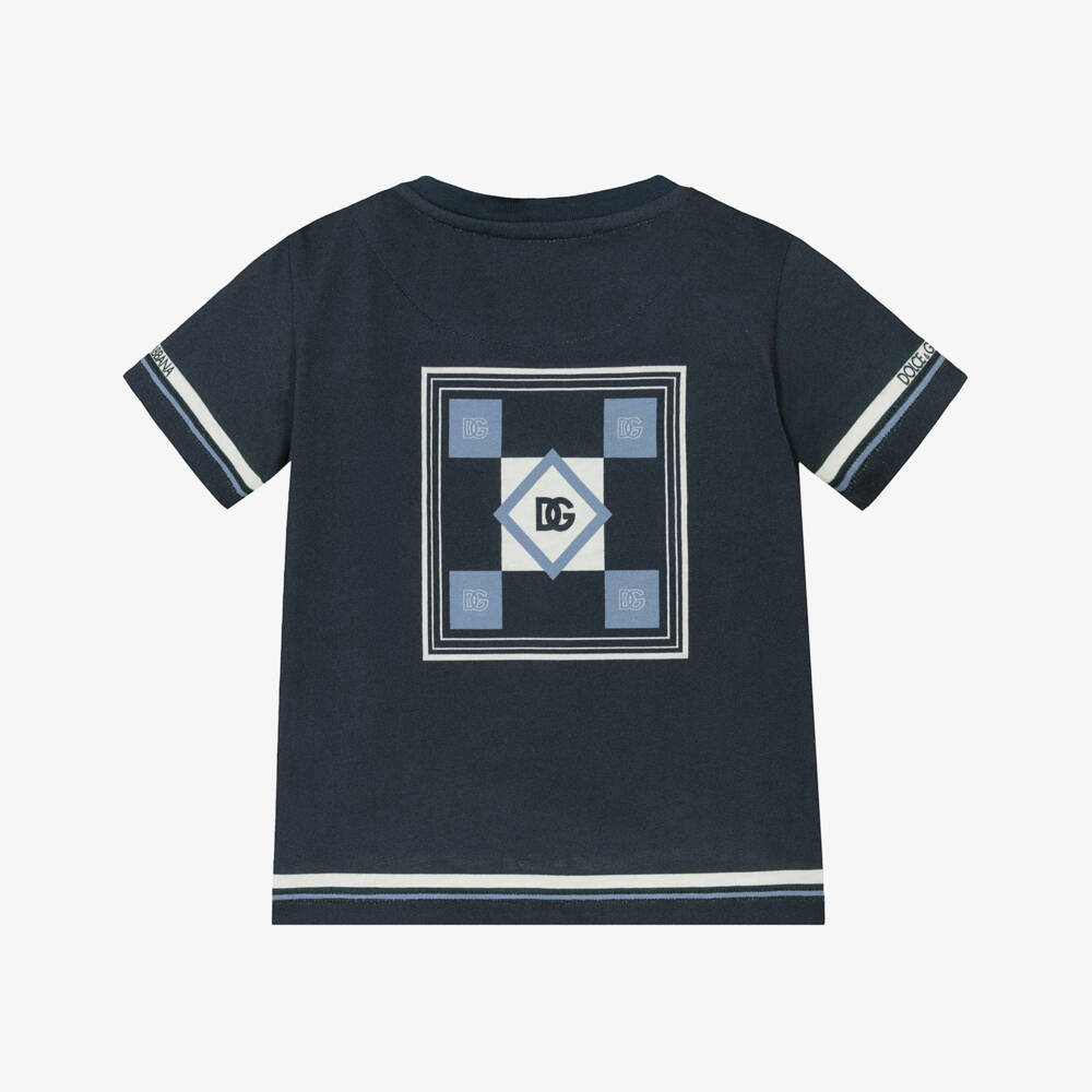 Dolce & Gabbana-Boys Soft Blue Patterned Tee | Childrensalon Outlet