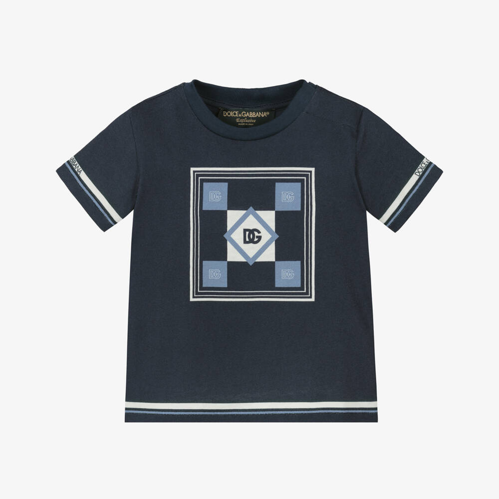 Dolce & Gabbana-Boys Soft Blue Patterned Tee | Childrensalon Outlet