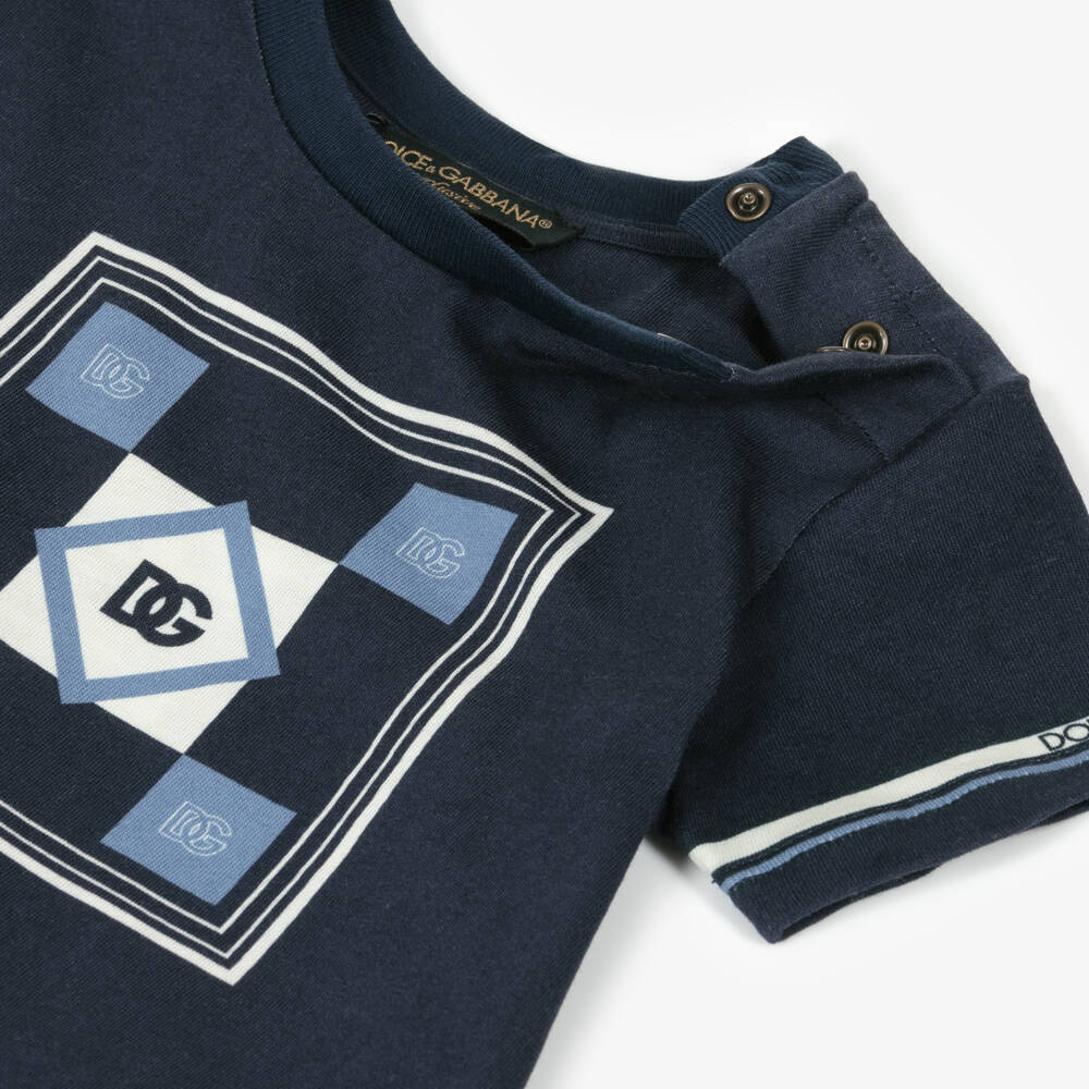 Dolce & Gabbana-Boys Soft Blue Patterned Tee | Childrensalon Outlet