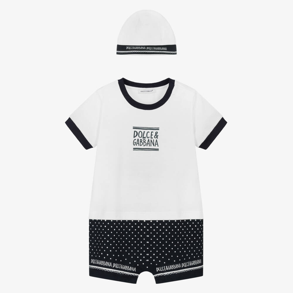 Dolce & Gabbana-طقم قطني ناعم أزرق للأولاد | Childrensalon Outlet
