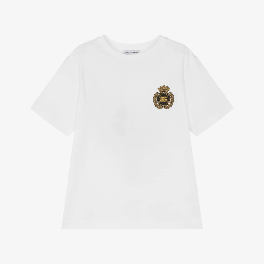 Dolce & Gabbana-تيشيرت أبيض ناعم بشعار للأولاد | Childrensalon Outlet