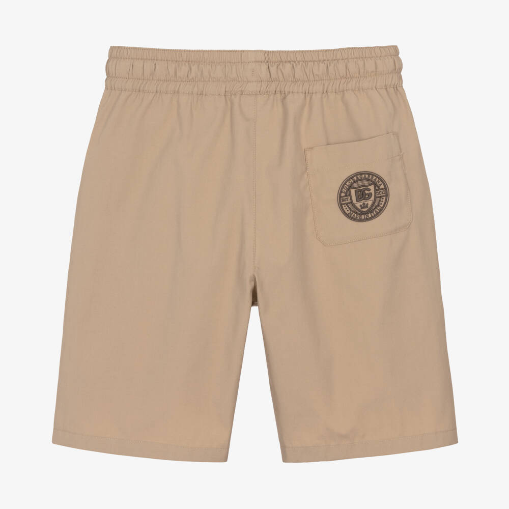 Dolce & Gabbana-Boys Tan Embroidered Cotton Shorts | Childrensalon Outlet