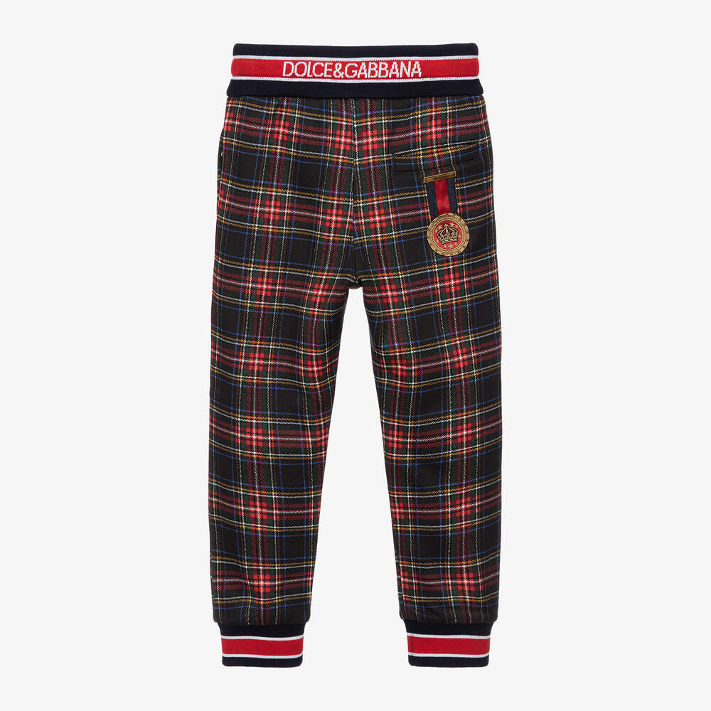 Dolce & Gabbana-Boys Tartan Cotton Joggers | Childrensalon Outlet