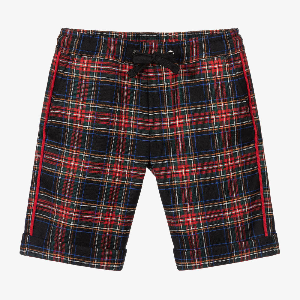 Dolce & Gabbana - Boys Tartan Wool Shorts | Childrensalon