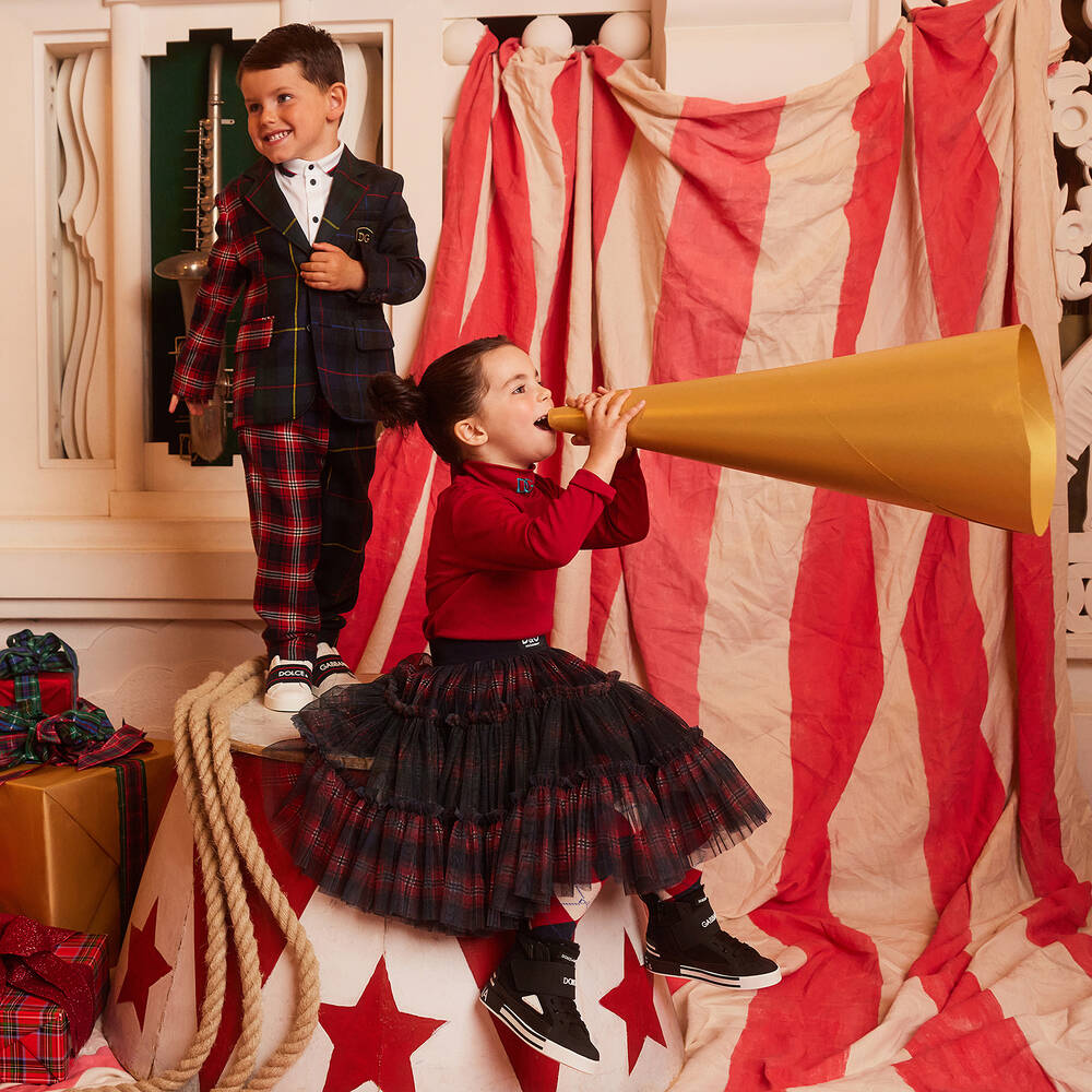 Dolce Gabbana Boys Tartan Wool Trousers