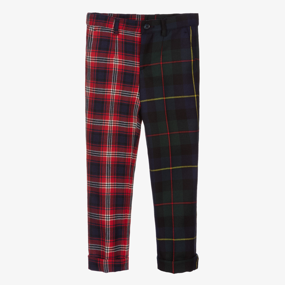 Dolce & Gabbana - Boys Tartan Wool Trousers | Childrensalon