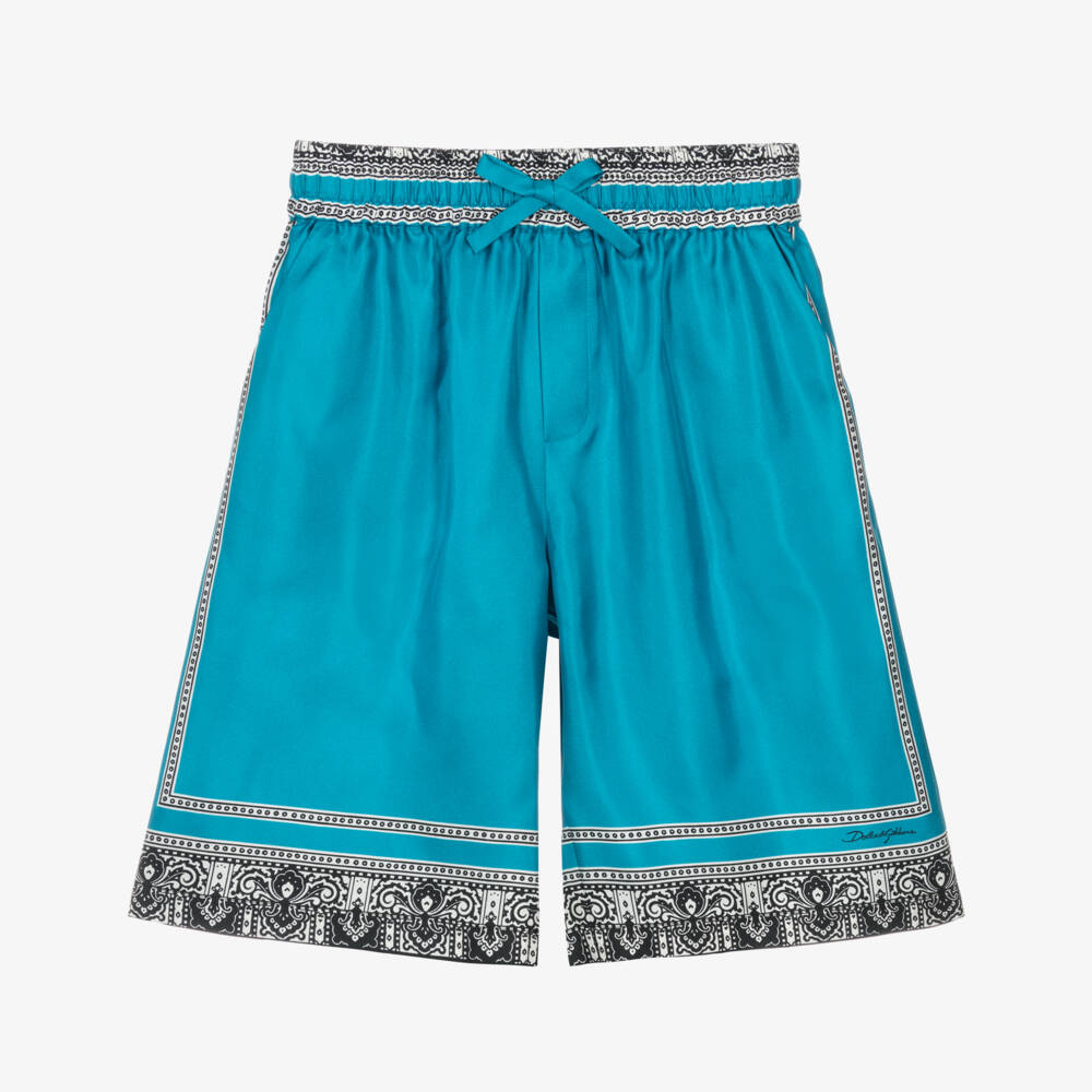 Dolce & Gabbana-Boys Teal Silk Bandana Shorts | Childrensalon Outlet