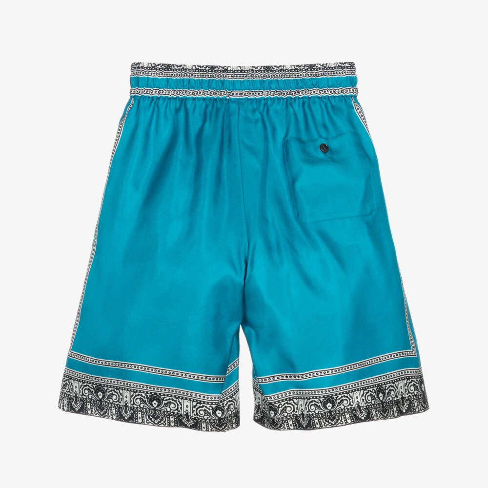 Dolce & Gabbana-Boys Teal Silk Bandana Shorts | Childrensalon Outlet