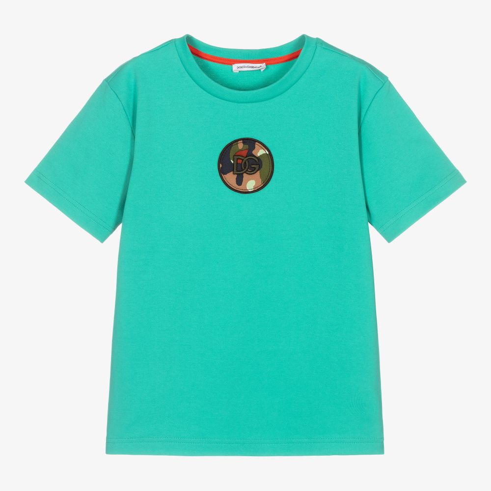 Dolce & Gabbana - Бирюзовая футболка DG для мальчиков | Childrensalon