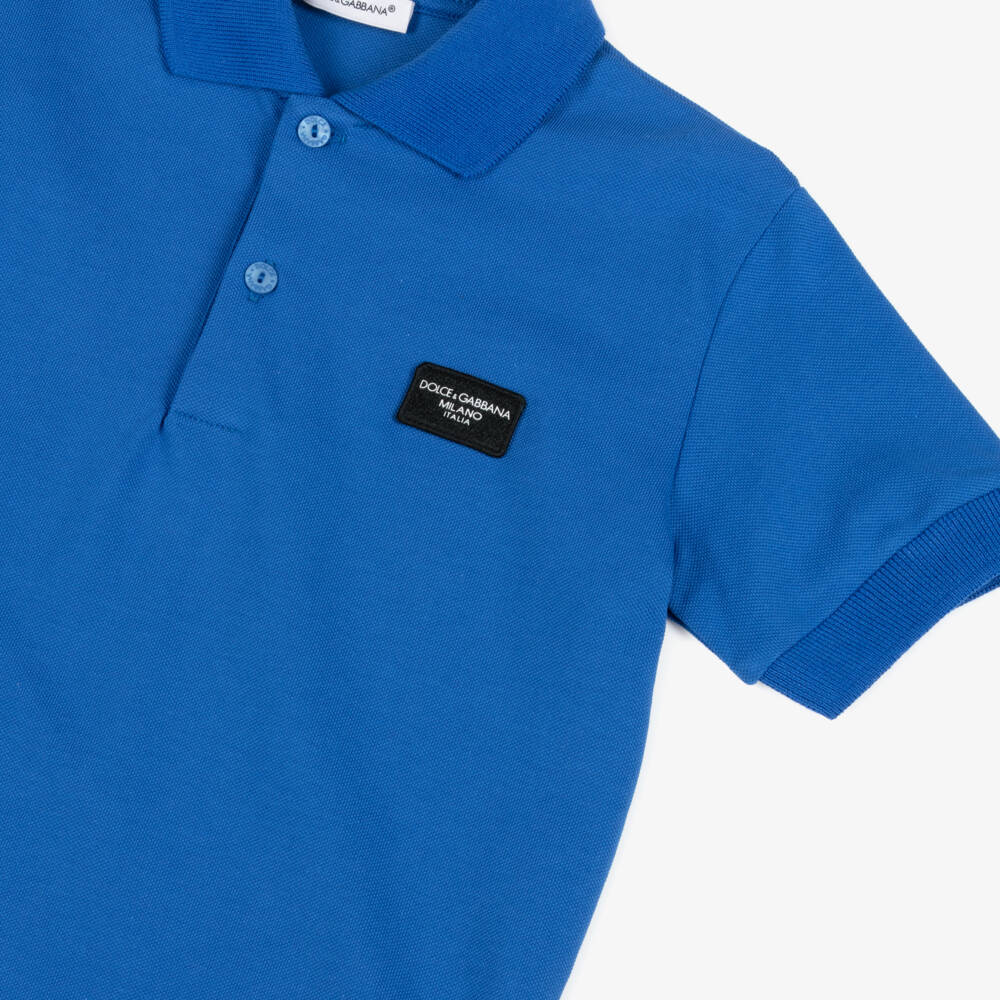 Dolce & Gabbana-Boys Vibrant Blue Cotton Polo | Childrensalon Outlet