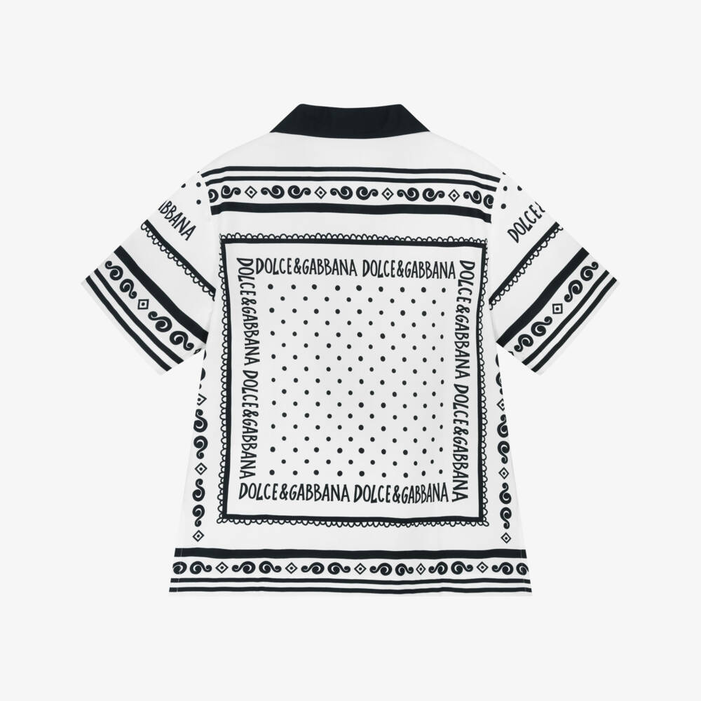 Dolce & Gabbana-Boys White Bandana Cotton Shirt | Childrensalon Outlet