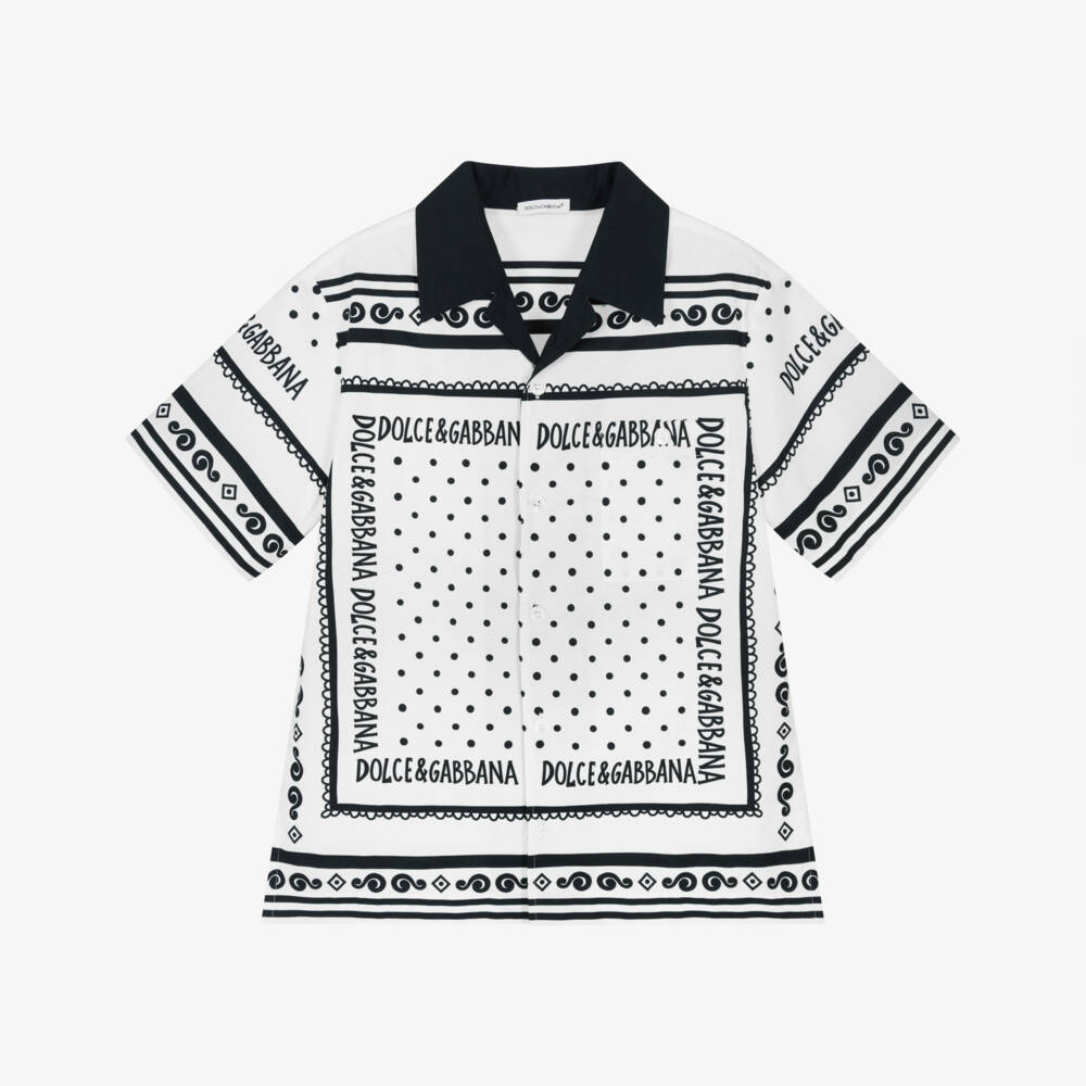 Dolce & Gabbana-Boys White Bandana Cotton Shirt | Childrensalon Outlet