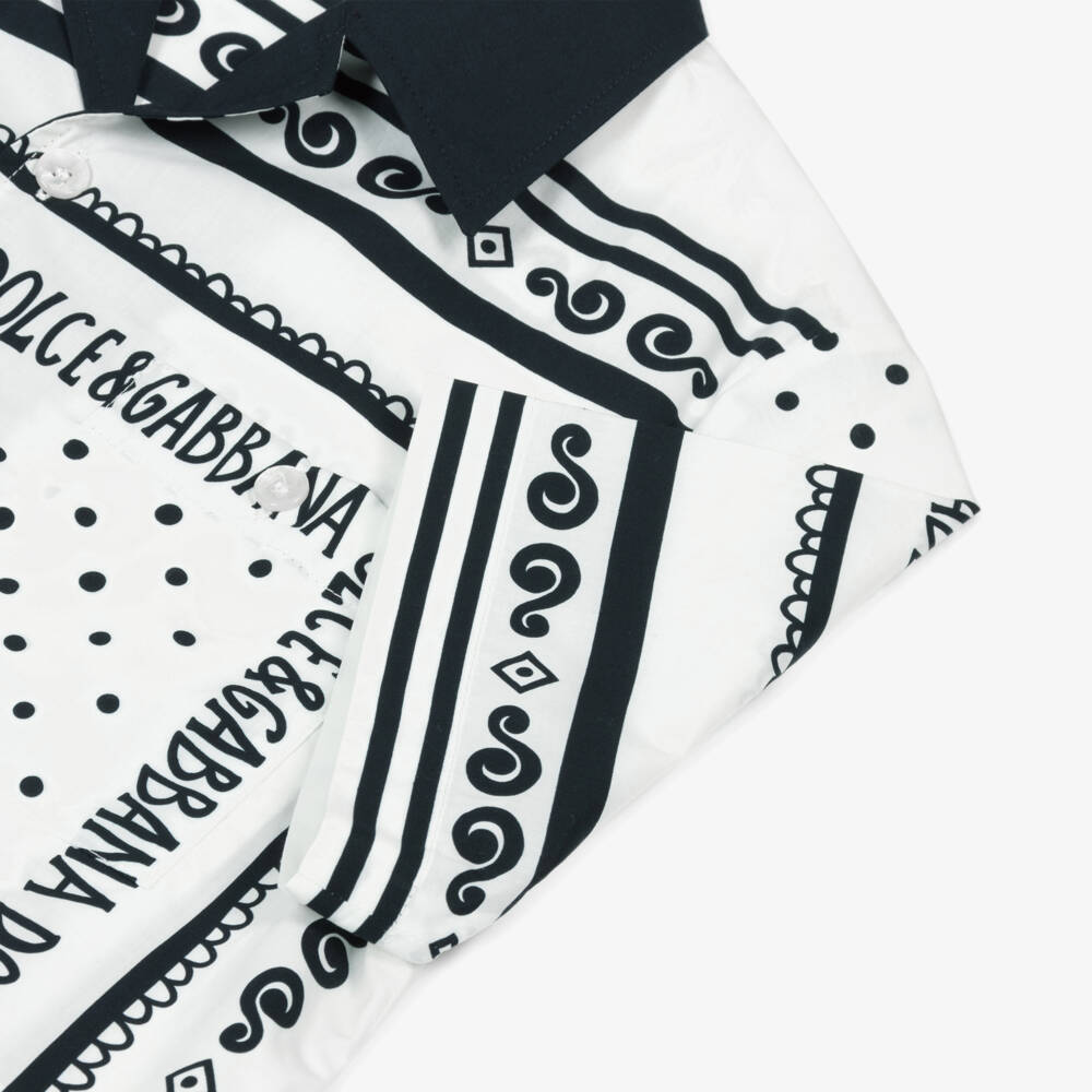 Dolce & Gabbana-Boys White Bandana Cotton Shirt | Childrensalon Outlet