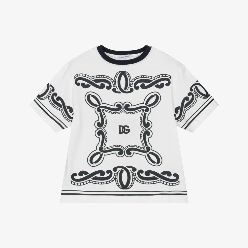 Dolce & Gabbana-Белый хлопковый топ с банданой для мальчиков | Childrensalon Outlet