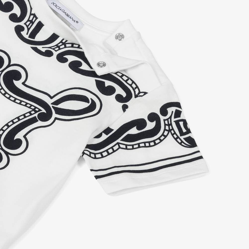 Dolce & Gabbana-Boys White Bandana Print Cotton Tee | Childrensalon Outlet