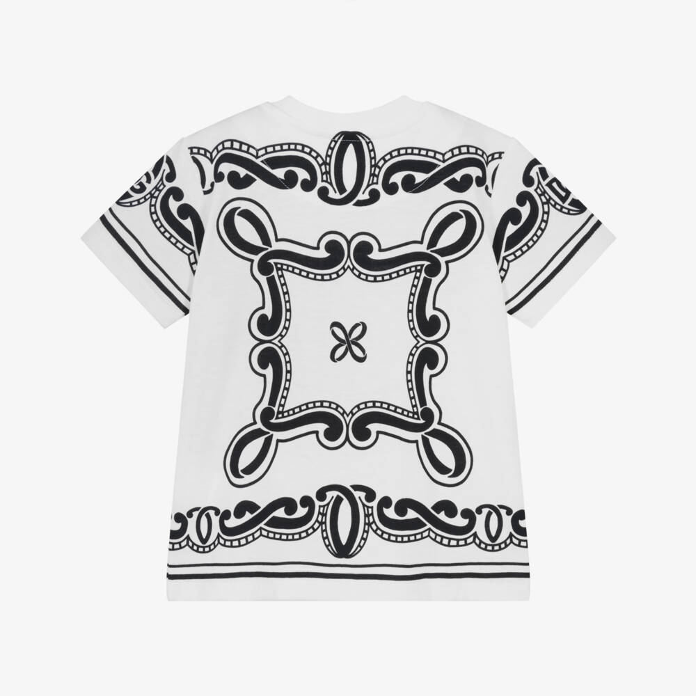 Dolce & Gabbana-Boys White Bandana Print Cotton Tee | Childrensalon Outlet