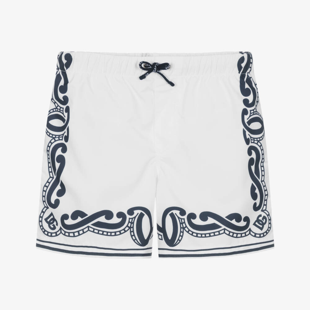 Dolce & Gabbana-Boys White Bandana Print Swim Shorts | Childrensalon Outlet