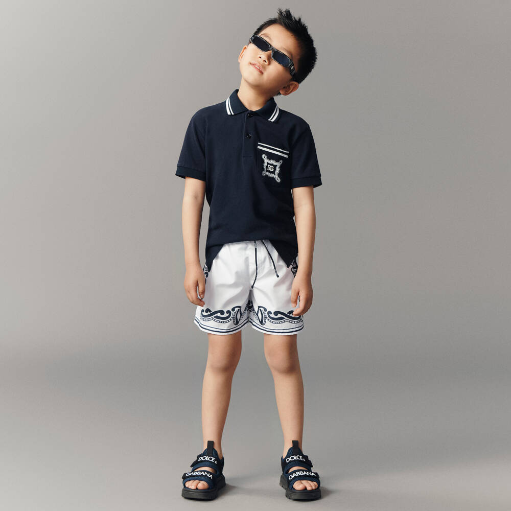 Dolce & Gabbana-Boys White Bandana Print Swim Shorts | Childrensalon Outlet