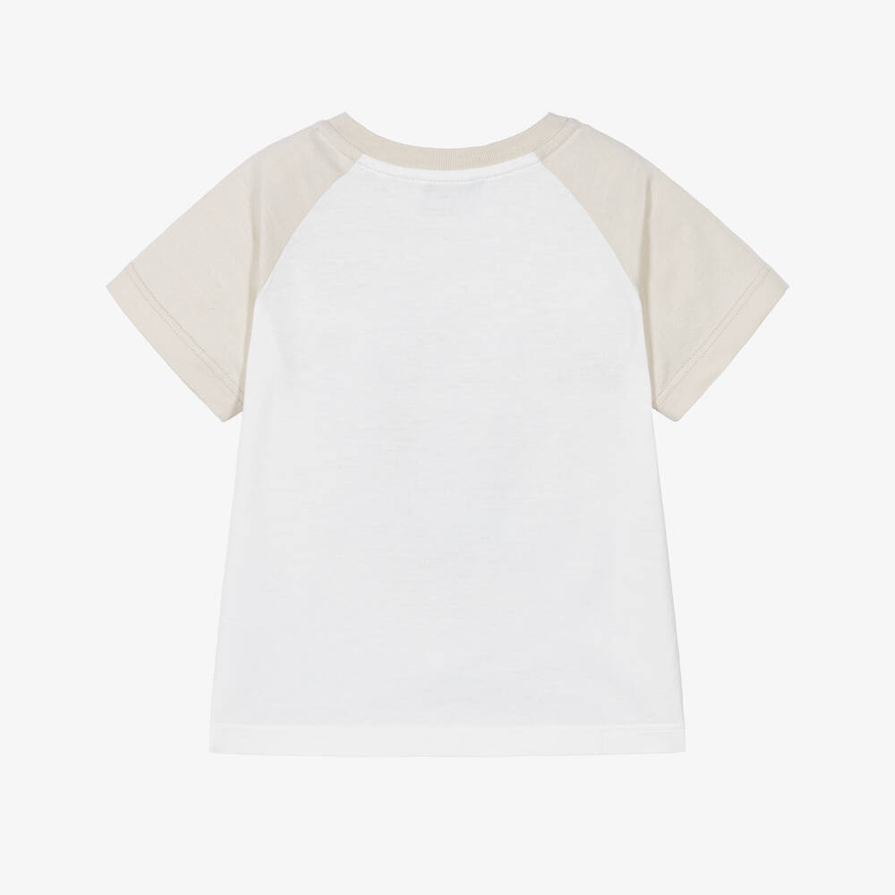 Dolce & Gabbana-Boys White & Beige Leopard T-Shirt with DG Logo | Childrensalon Outlet