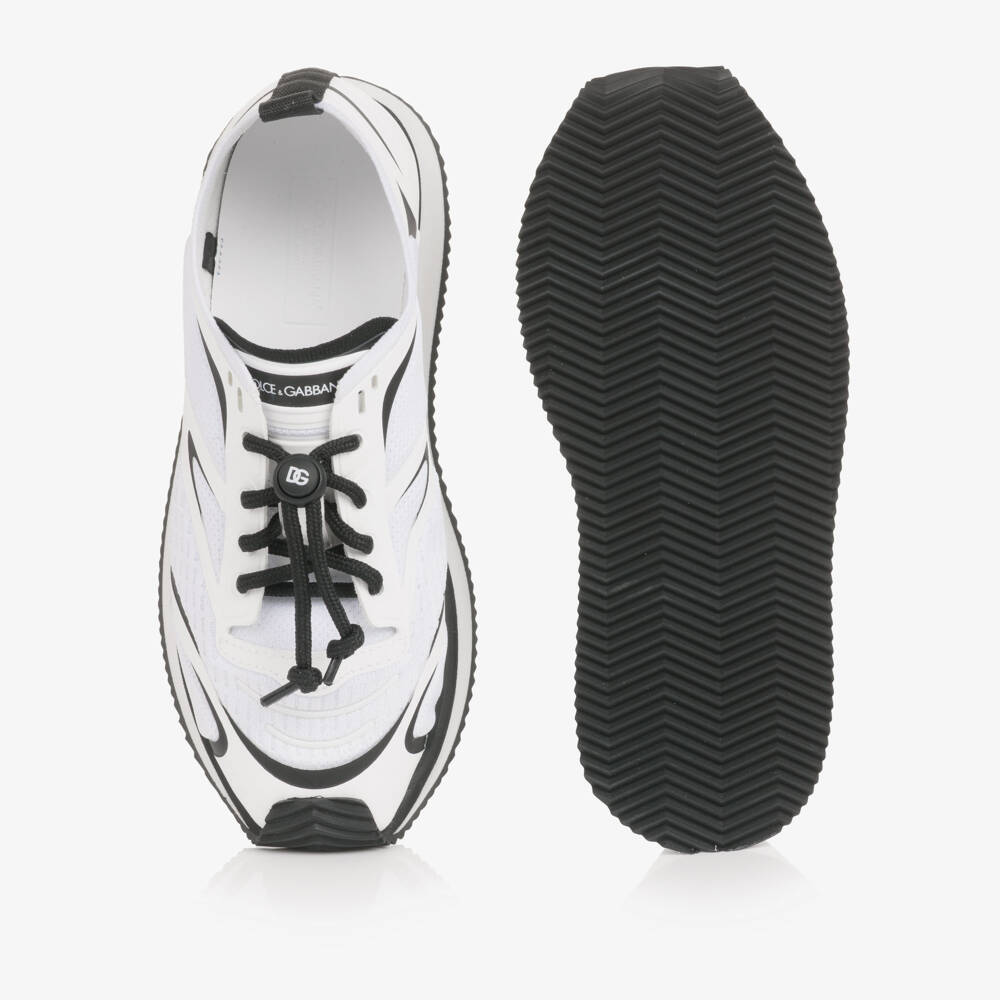 Dolce & Gabbana-Boys White & Black Mesh Trainers with Toggle Laces | Childrensalon Outlet