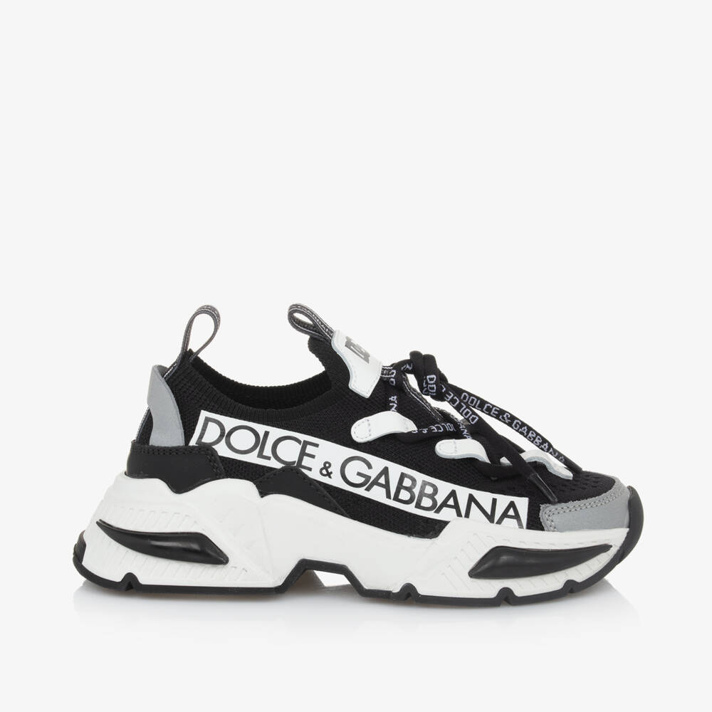 Dolce & Gabbana-Boys White & Black Sock Trainers | Childrensalon Outlet