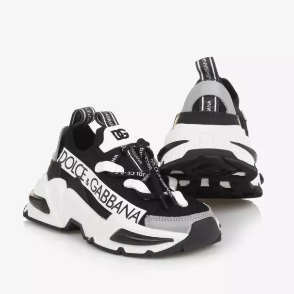 Dolce & Gabbana-Boys White & Black Sock Trainers | Childrensalon Outlet