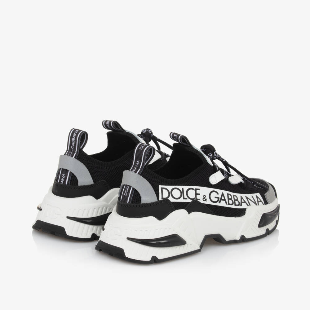 Dolce & Gabbana-Boys White & Black Sock Trainers | Childrensalon Outlet