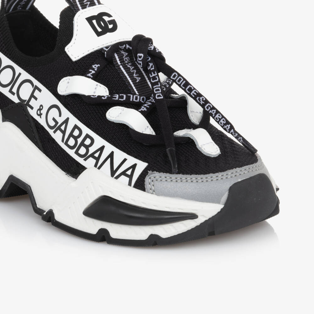 Dolce & Gabbana-Boys White & Black Sock Trainers | Childrensalon Outlet