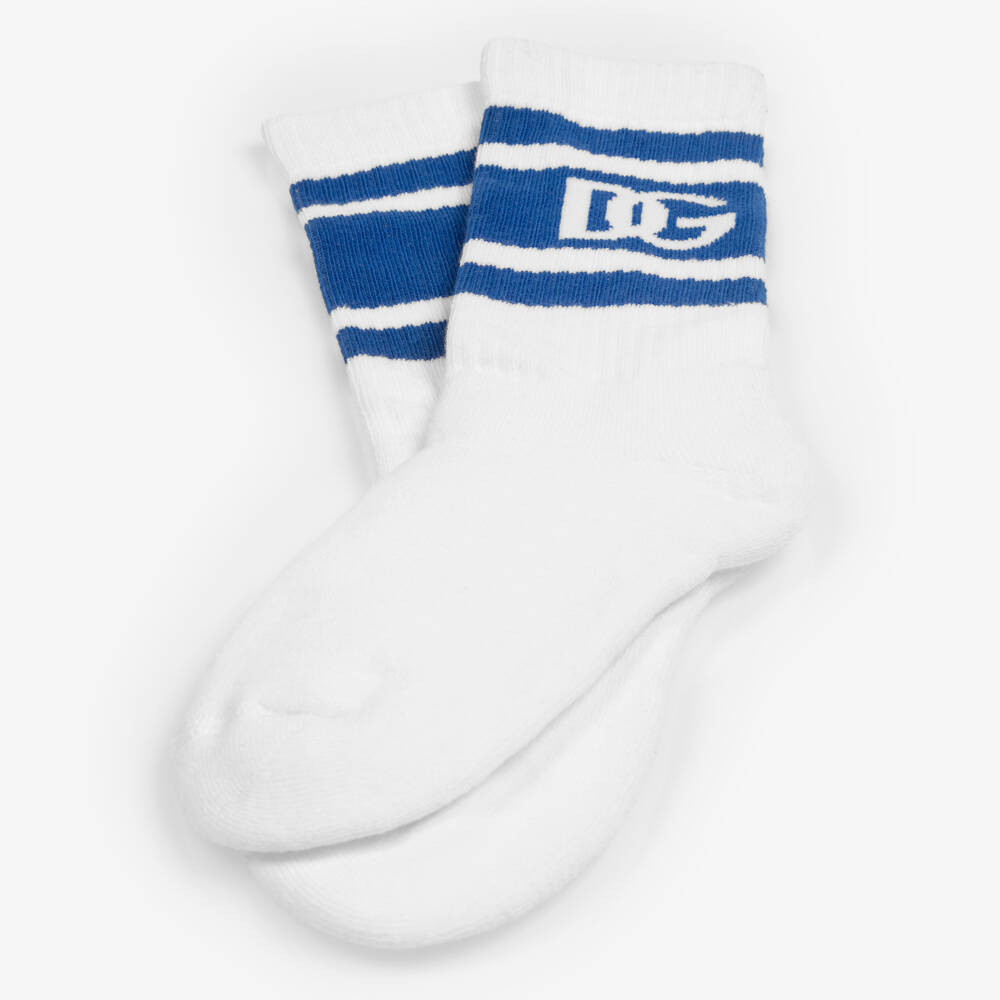 Dolce & Gabbana-Boys White & Blue Sporty Socks | Childrensalon Outlet