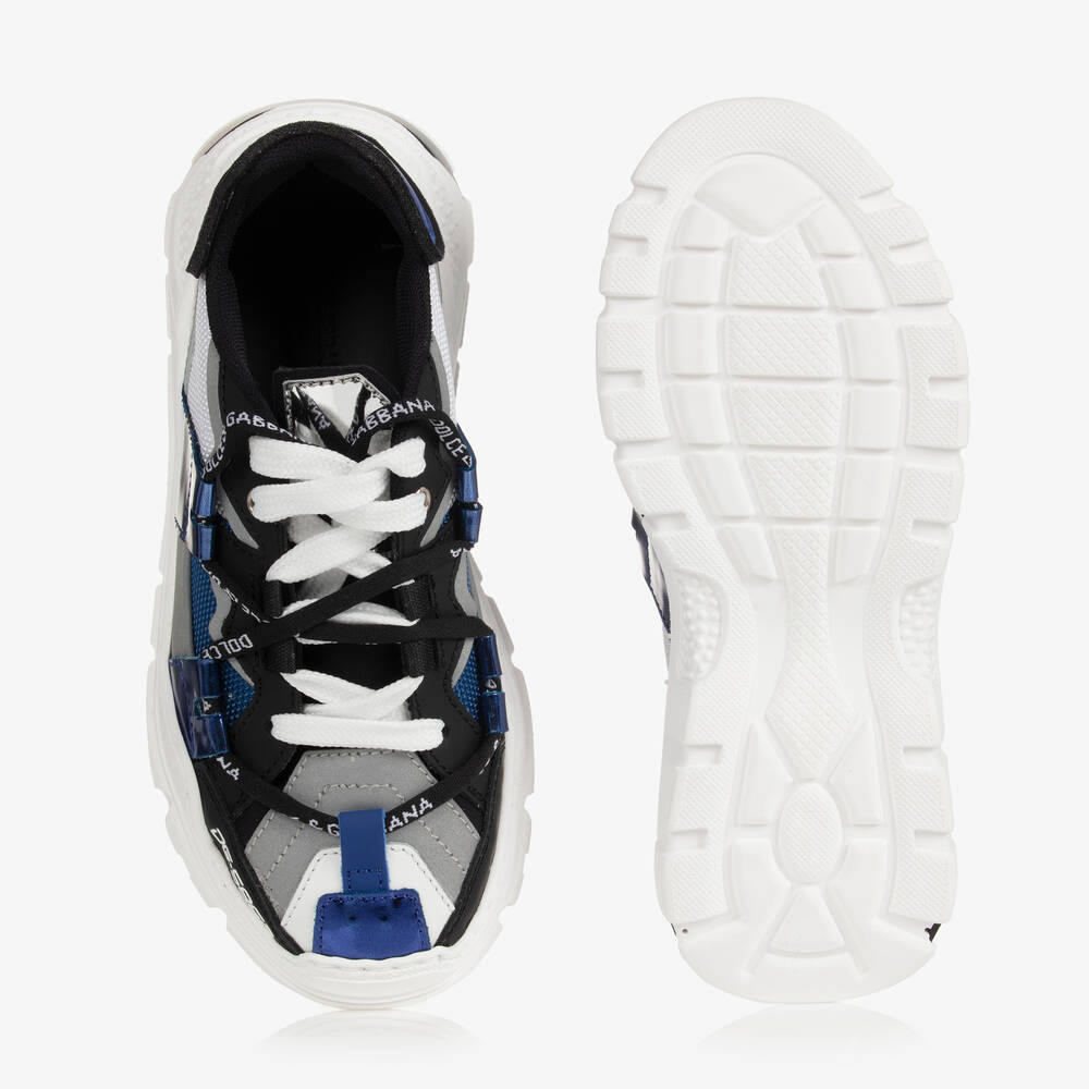 Dolce & Gabbana-Boys White & Blue Trainers | Childrensalon Outlet
