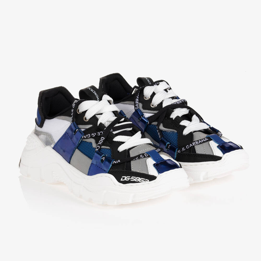 Dolce & Gabbana - Boys White & Blue Trainers | Childrensalon