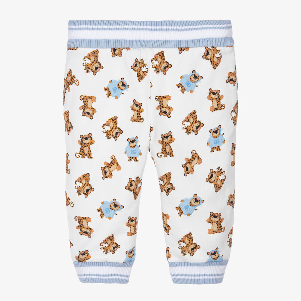 Dolce & Gabbana-Белые хлопковые джоггеры с леопардовым принтом | Childrensalon Outlet