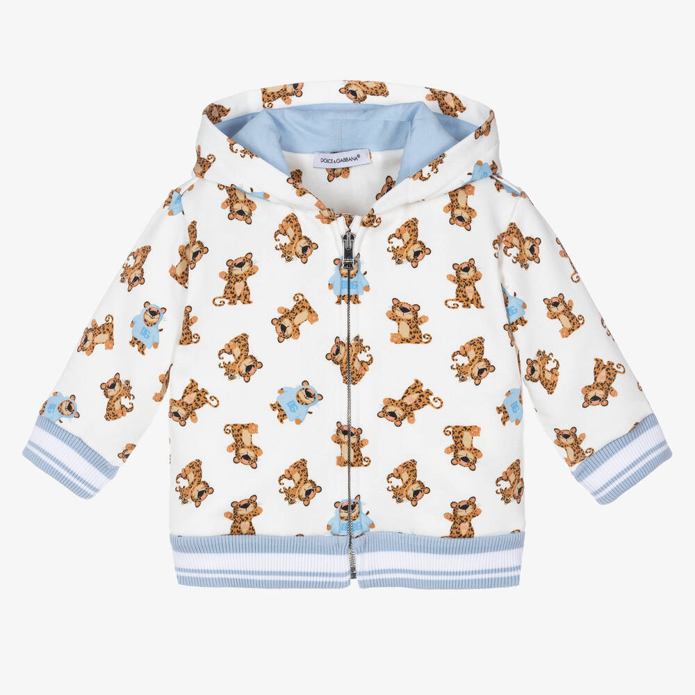 Dolce & Gabbana - Weiße Leoparden-Baumwolljacke | Childrensalon