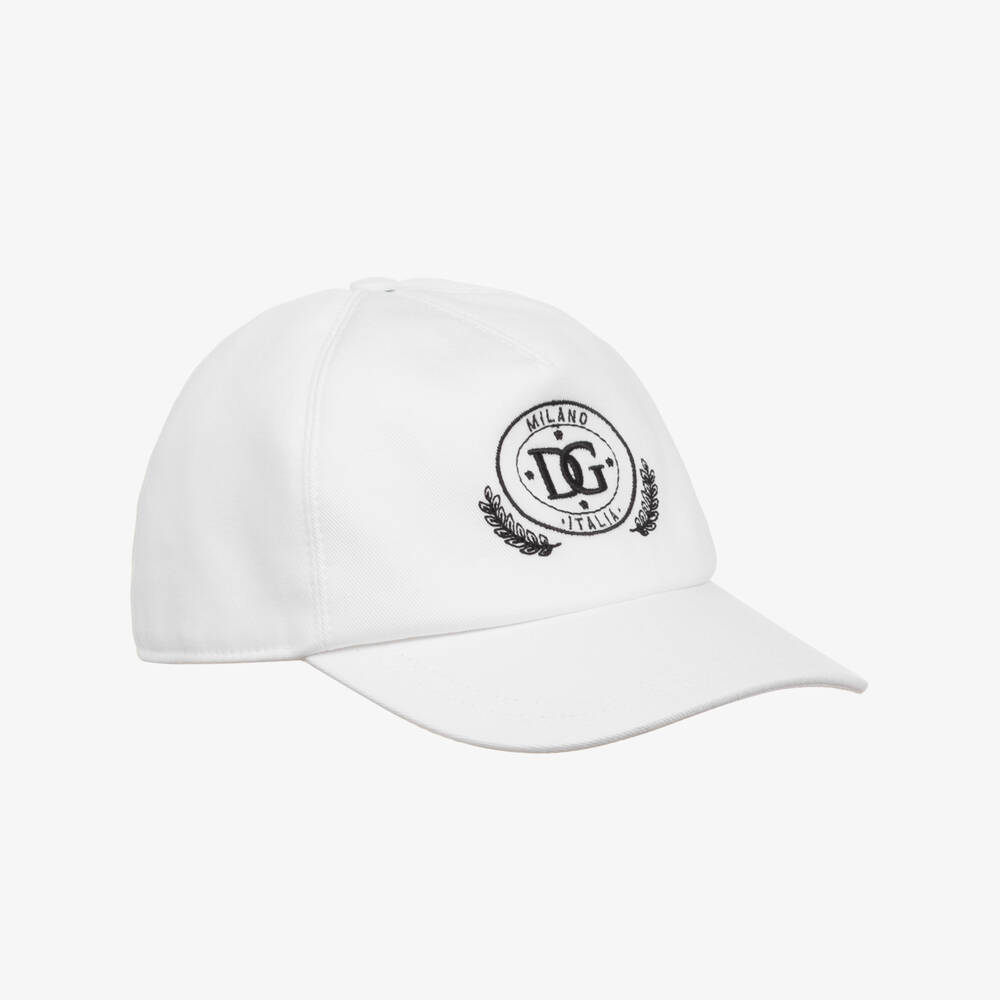 Dolce & Gabbana-Кепка из белого хлопка с логотипом для мальчиков | Childrensalon Outlet