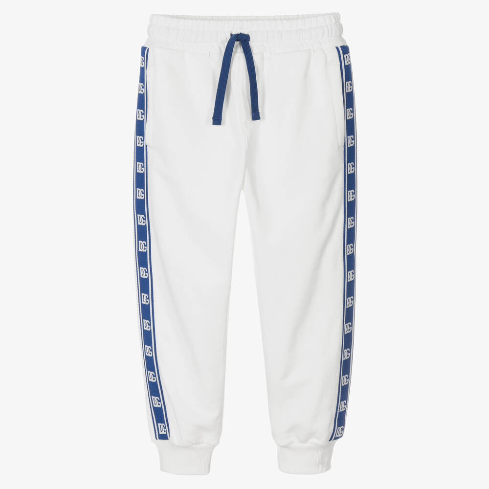 Dolce & Gabbana - Boys White Cotton Logo Joggers | Childrensalon