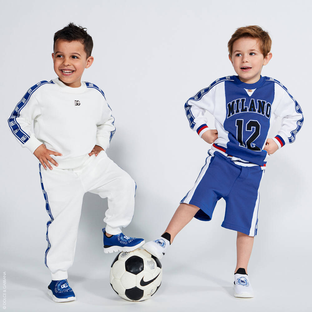 Dolce & Gabbana-Boys White Cotton Logo Joggers | Childrensalon Outlet