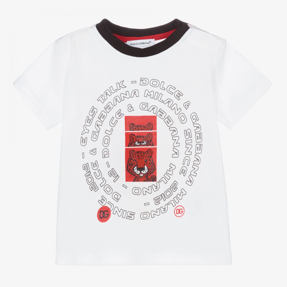 Dolce & Gabbana-Белая хлопковая футболка для мальчиков | Childrensalon Outlet